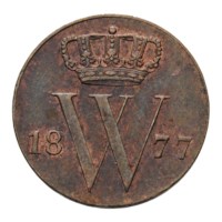 1/2 cent 1877 Willem III Pr+