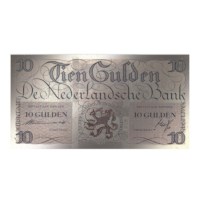 Zilveren Miniatuur Bankbiljet 10 Gulden 1945 Lieftinck