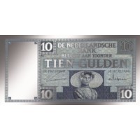 Zilveren Miniatuur Bankbiljet 10 Gulden 1924 Zeeuws Meisje