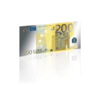 Billet de banque de 200 euros miniature en argent