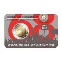 Pièce de 2 euros Belgique 2018 « 50 ans mai 1968 » BU dans une coincard NL