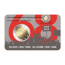 Pièce de 2 euros Belgique 2018 « 50 ans mai 1968 » BU dans une coincard FR