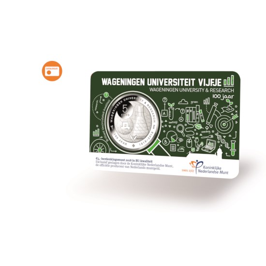 Wageningen University 5 euro coin 2018 BU-quality in coincard