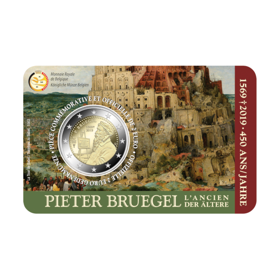 Pièce commémorative Belgique 2019 de 2 euros « 450 ans Bruegel » BU dans une coincard - FR