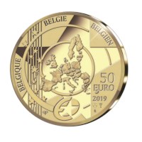 Pièce commémorative Belgique 2019 de 50 euros « Bruegel - Renaissance » Belle-épreuve Or dans son étui.