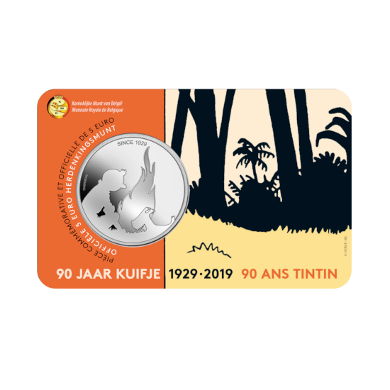 5 euromunt België 2019 ‘90 jaar Kuifje’ in RELIËF BU in coincard