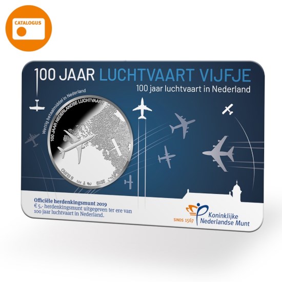 Aviation 5 euro coin 2019 UNC-quality in coincard