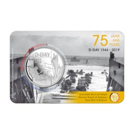 Pièce de 5 euros Belgique 2019 « 75 ans Jour J » BU dans une coincard 