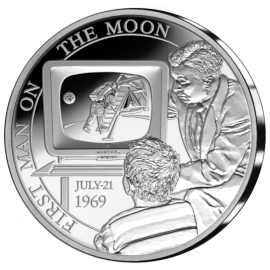 Pièce de 5 euros Belgique 2019 « 50 ans du premier pas de l’homme sur la lune » Belle-épreuve Argent en étui de luxe