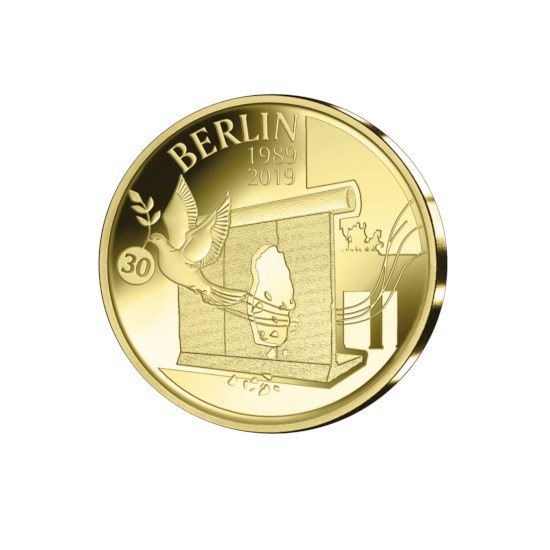 12,5 euromunt België 2019 ‘30 jaar val Berlijnse muur’ Goud Proof in etui
