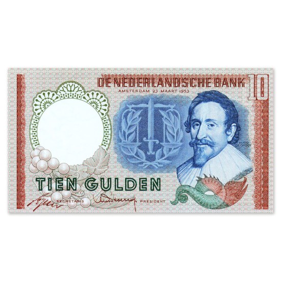 10 Gulden "Hugo de Groot" 1953 ZFr+
