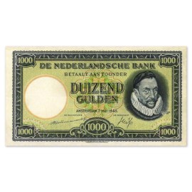 1000 Gulden "Willem de Zwijger" 1945 ZFr+