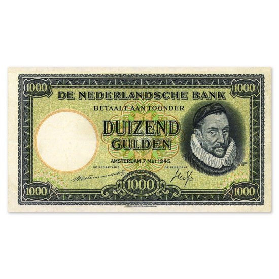 1000 Gulden "Willem de Zwijger" 1945 ZFr+