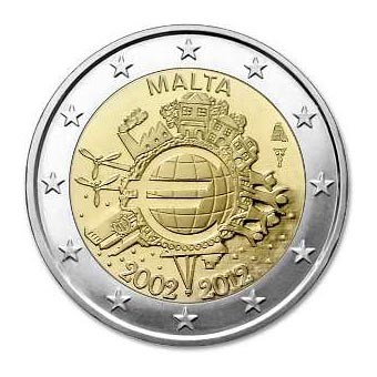 Malta 2 Euro "10 Years of the Euro" 2012