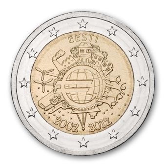 Estonia 2 Euro "10 Years of the Euro" 2012