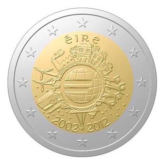 Ierland 2 Euro "10 Jaar Euro" 2012