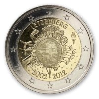 Luxemburg 2 Euro "10 Jaar Euro" 2012 Coincard