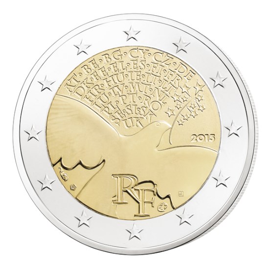 France 2 euros « 70 ans de paix » 2015 UNC