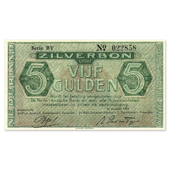 5 Gulden "Zilverbon" 1944 UNC