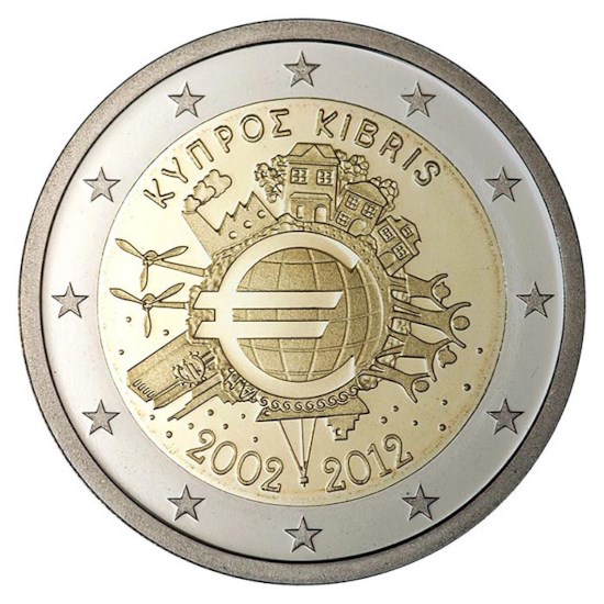 Cyprus 2 Euro "10 Jaar Euro" 2012