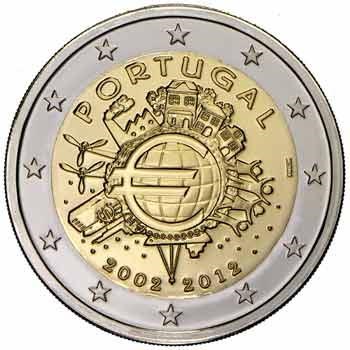 Portugal 2 euros « 10 ans Euro » 2012