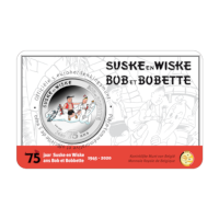 Pièce de 5 euros Belgique 2020 « 75 ans Bob et Bobette » en COULEUR BU dans une coincard