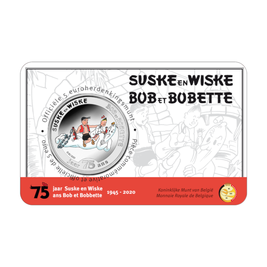 5 euromunt België 2020 ’75 jaar Suske en Wiske’ kleur BU in coincard