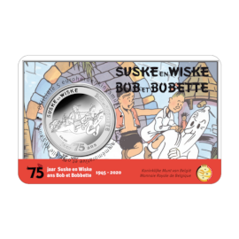 Pièce de 5 euros Belgique 2020 « 75 ans Bob et Bobette » en RELIEF BU dans une coincard