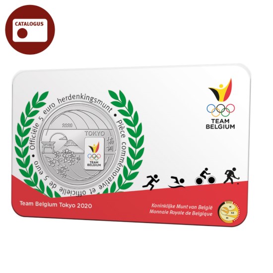 Pièce de 5 euros Belgique 2020 « Team Belgium » en couleur BU dans une coincard