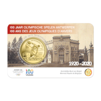 Pièce de 2,5 euros Belgique 2020 « 100 ans des Jeux Olympiques Anvers » en RELIEF BU dans une coincard
