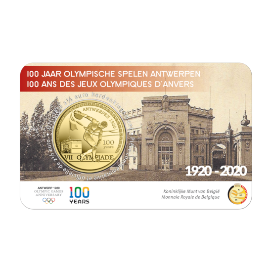 2,5 euromunt België 2020 ’100 jaar Olympische Spelen Antwerpen’ reliëf BU in coincard