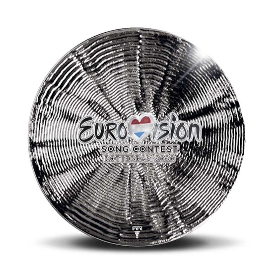 65 jaar Eurovisie Songfestival Penning Zilver 1 Ounce met kleur