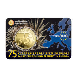 Pièce  de 2,5 euros Belgique 2020 « 75 ans de paix et de liberté en Europe » BU dans une coincard – FR