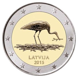 Lettonie 2 euros « Cigogne » 2015