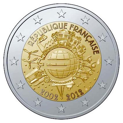 Frankrijk 2 Euro "10 Jaar Euro" 2012