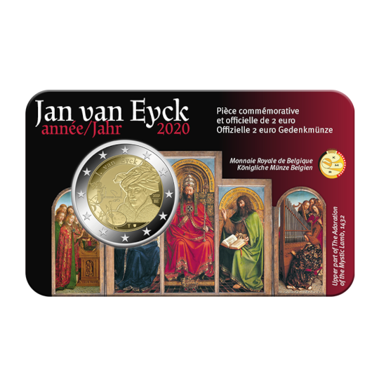 België 2 euromunt 2020 ‘Jan van Eyck jaar’ BU in coincard FR