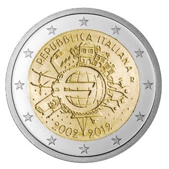 Italy 2 Euro "10 Years of the Euro" 2012