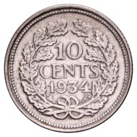 10 Cent 1934-1941 Wilhelmina Pr