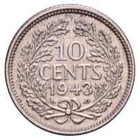 10 Cent 1943-1944P Wilhelmina Pr