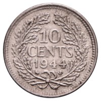10 Cent 1944S Wilhelmina Zfr