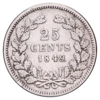 25 Cent 1849 Willem III Fr+