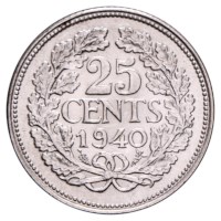 25 Cent 1939-1941 Wilhelmina Pr