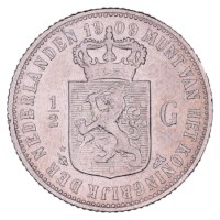 ½ Gulden 1909 Wilhelmina ZFr+