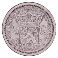 ½ Gulden 1910-1919 Wilhelmina ZFr+