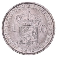 1 Gulden 1943D Wilhelmina Pr