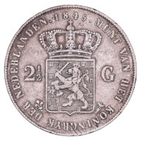 2½ Gulden 1845 Willem II ZFr (2e type)