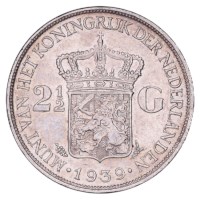 2½ Gulden 1937-1940 Wilhelmina ZFr+