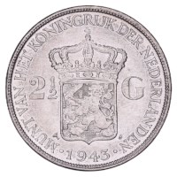 2½ Gulden 1943 Wilhelmina Pr