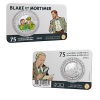 Pièce de 5 euros Belgique 2021 « 75 ans de Blake et Mortimer » en couleur BU dans une coincard