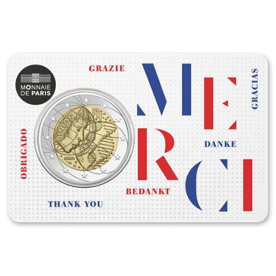 France 2 Euro "Medical Research" 2020 Coincard Thank You